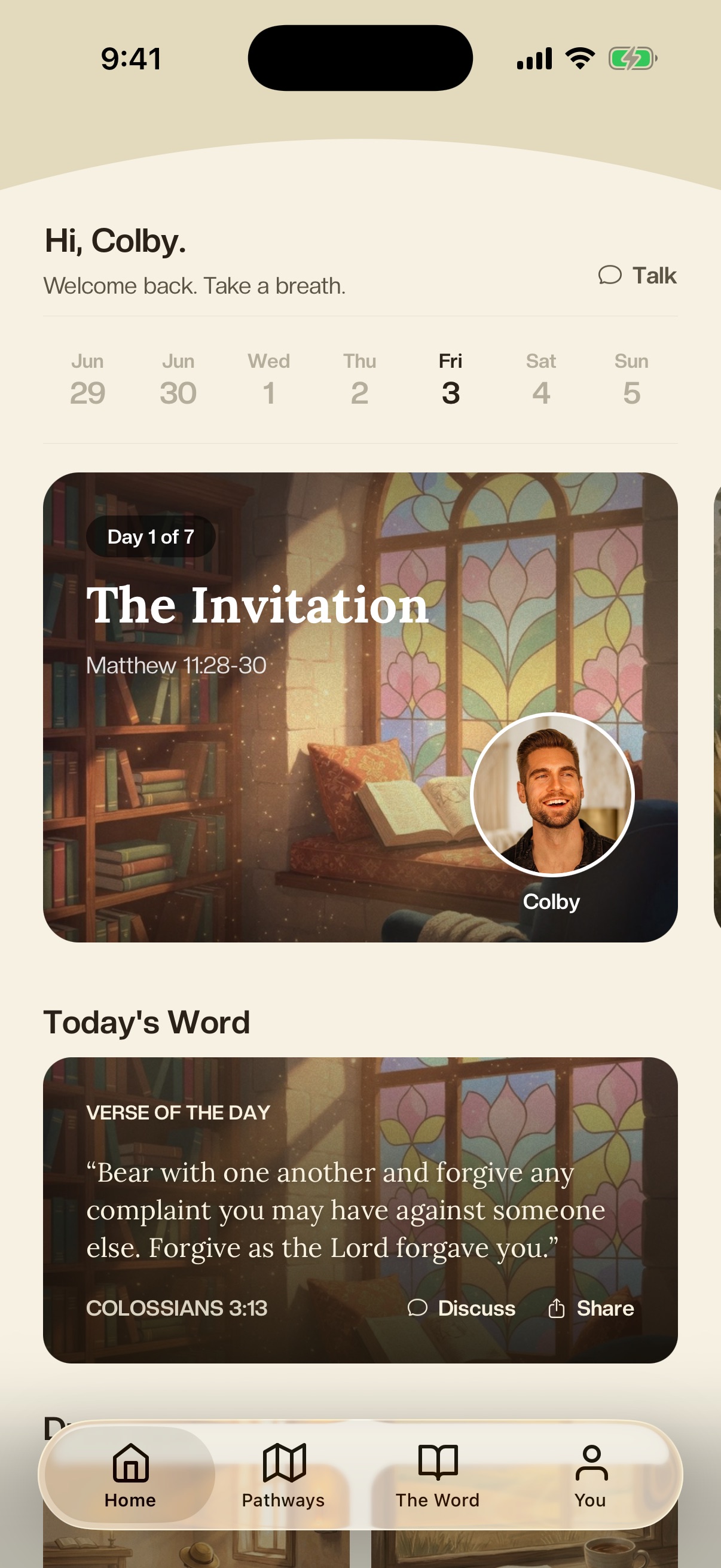 Home: today's walk and verse of the day