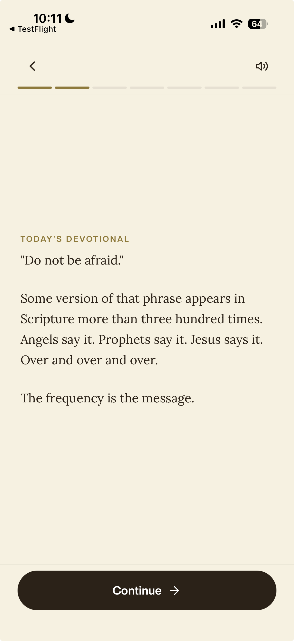 Today's devotional: a short reading on 'Do not be afraid' inside a pathway day