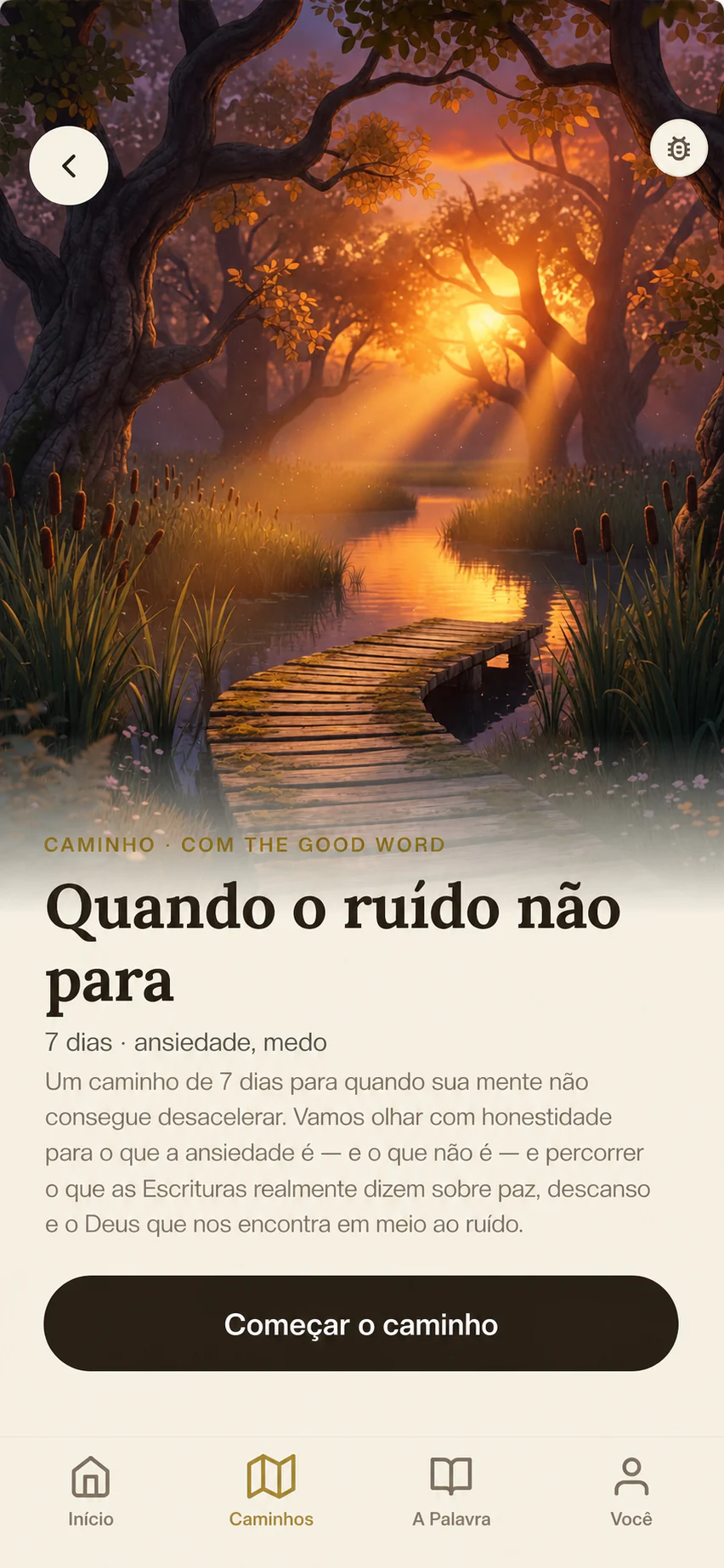 The Good Word pathway detail screen for When the Noise Won't Stop